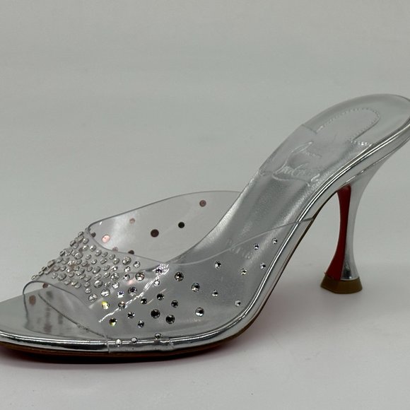 Christian Louboutin DEGRAMULE STRASS 85 Crystal Mules Sandals Heels Shoes - Picture 5 of 15